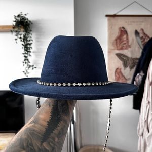 Steve Madden Blue Suede Flat Brim Hat